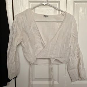 V neck wrap around crop top